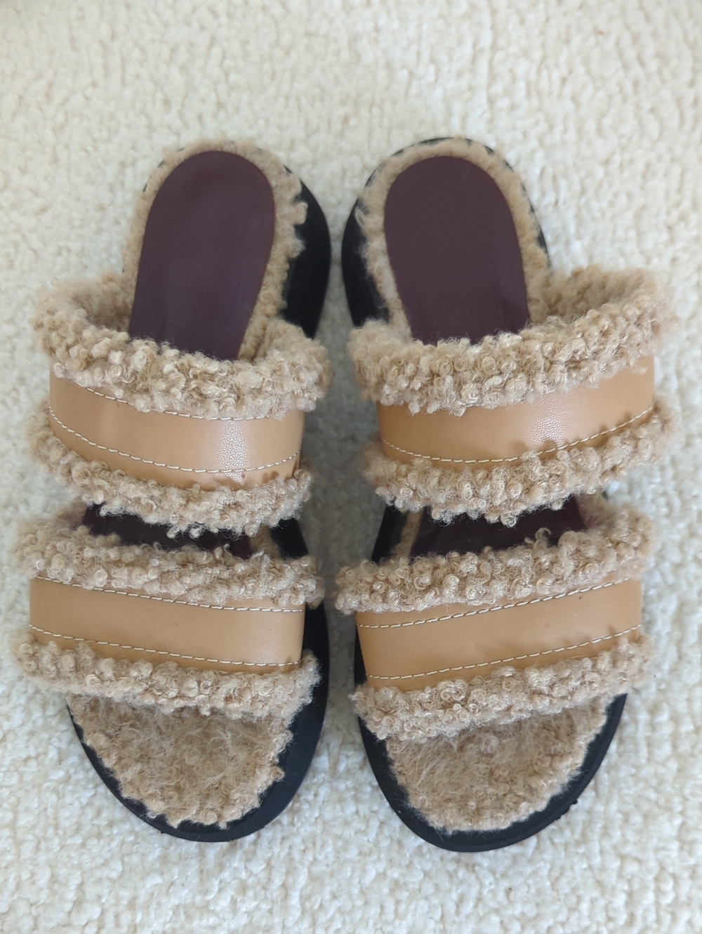 Staud Siesta Shearling Slides in Brown - Picture 5 of 14